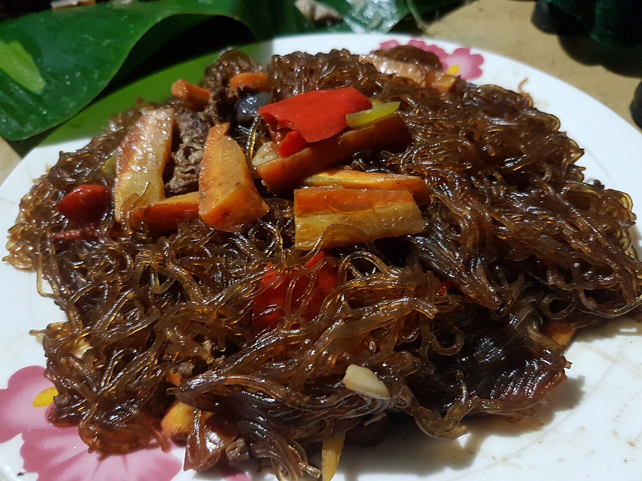 Pancit bihon noodles with vegetables